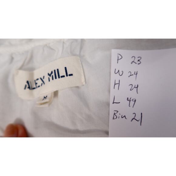 ALEX MILL 'Regan' White Linen Ruffle Collar Midi Dress with Belt MEDIUM - Picture 10 of 10